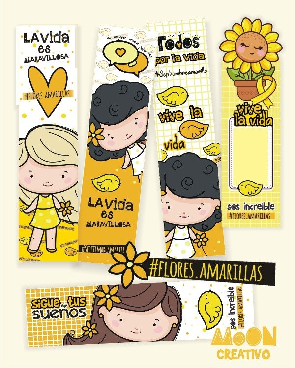 Set Etiquetas Flores Amarillas Primavera