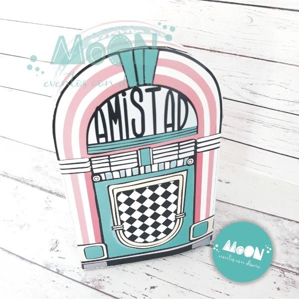 Caja Rockola verde Vintage Amistad