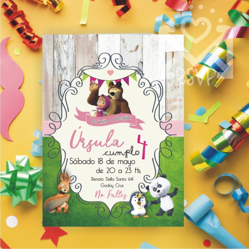 Invitación Masha y el Oso