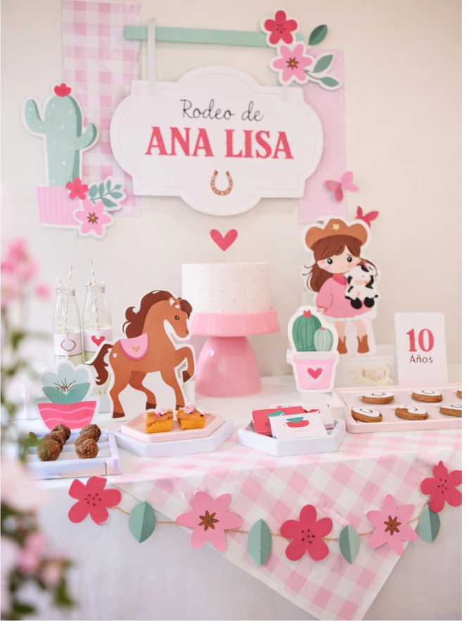 Kit Deco Niña Vaquera Rosa